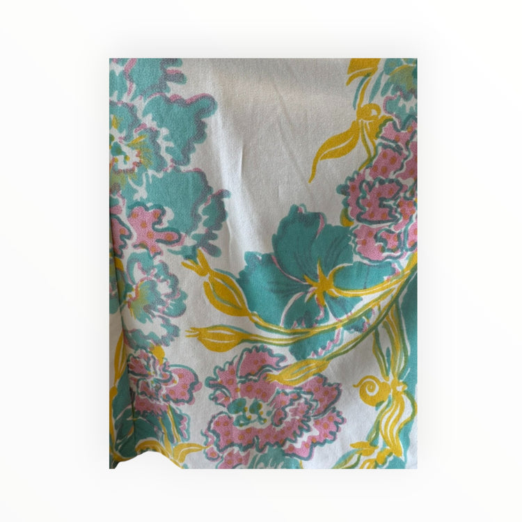 Teal & Pink Floral Short Linen Kimono