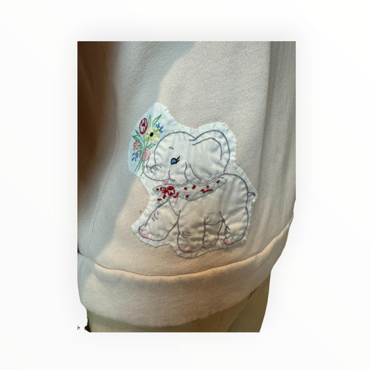 Elephant Quilt Applique Blush Hoodie Sweatshirt