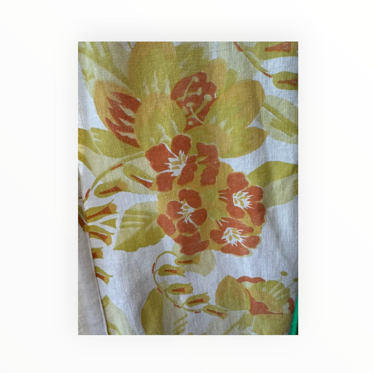 Medium Length Linen Hawaiian Floral Kimono