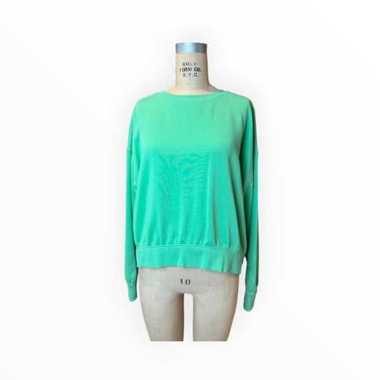 Quilted Appliqué Daisy Sue Green Pullover Sweatshirt