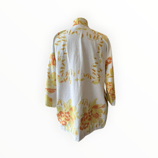 Medium Length Linen Hawaiian Floral Kimono