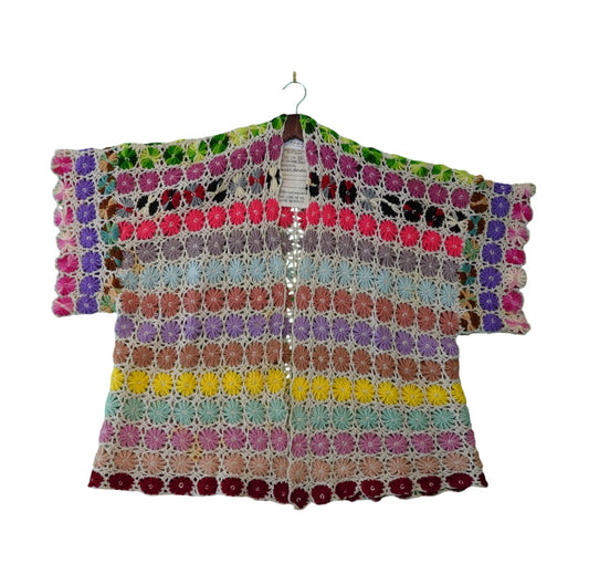 Wool Floral Crocheted Car Coat